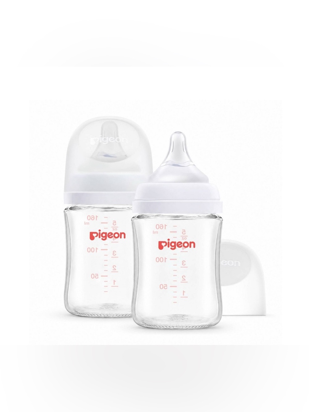 Pigeon Nurture & Nest Wide-Neck Anti-colic Glass Baby Bottles w/ Nipples- 2 Pack